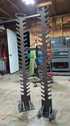 Side-by-side comparison of the heavy-duty wheeled torque tree and the standard fixed-base torque tree